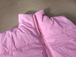 Trendy Pink Puffer Vest, M Size