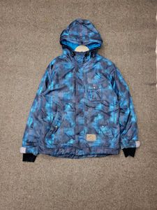 Blue Patterned Hooded Jacket
