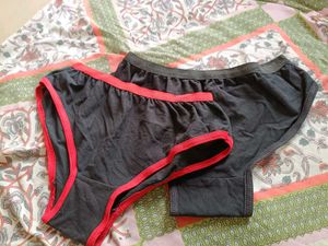 Black Briefs Cotton Panties Combo 2 Pieces 34in🩲