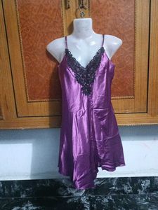 Purple Lace Lingerie Slip Dress