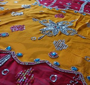 Red Rajput Saree