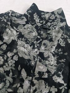 Floral Print Sheer Blouse