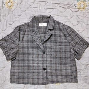 Plaid Cropped Blouse