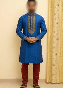Blue Silk Kurta Set