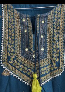 Teal &amp; Red Printed Anarkali Suit