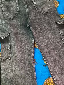 Acid Wash Cargo Jeans