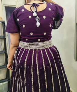 Purple Embellished Lehenga Set With Heavy Cannes