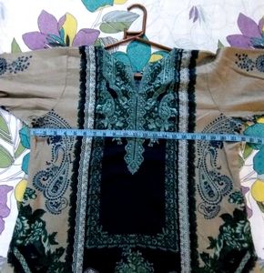 Grey And Blue Pakistani Kurta Set