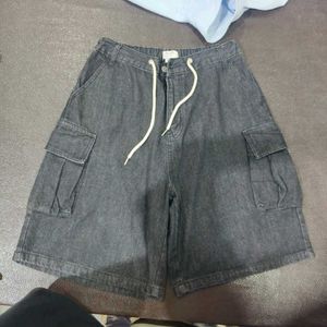 Black Denim Cargo Shorts