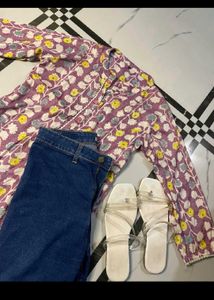 Floral Print Anarkali Kurta pant nd falt