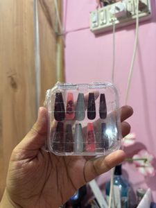 Burgundy Press on Nails