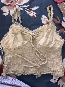 Ruffle Trim Smocked Crop Top🧚