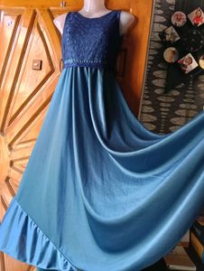 Elegant Blue Lace Top Dress