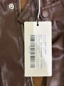 Brown Faux Leather Bomber Jacket