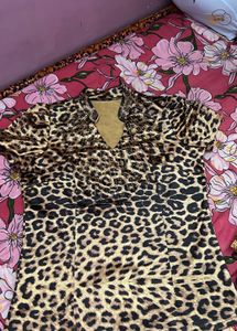 Leopard Print Top v neck