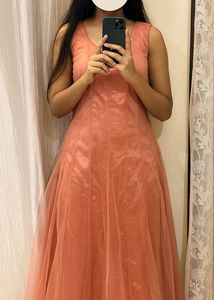Peach Elegant Flowy Gown With Padding