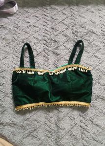 Velvet Green Back Knot Blouse