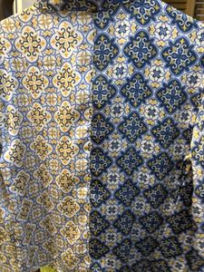Kazo Shirt with Tile Print, Tie-up Style.