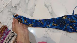 Floral Bikini Top - Blue &amp; Leopard Print