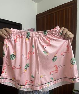Pink Flamingo Print Night Suit Set