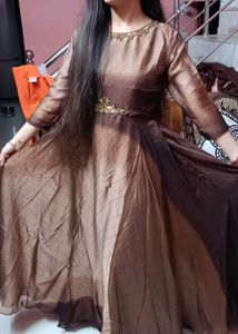 Full Flare Brown Kurta