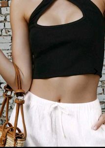 Black Halter crop top