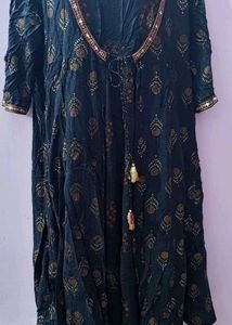 xxl festive black double layer anarkali