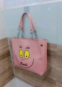 Cute Pink 'Smile' Tote Bag