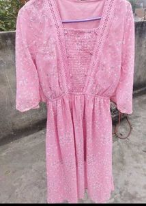 Pink Floral Lace Dress