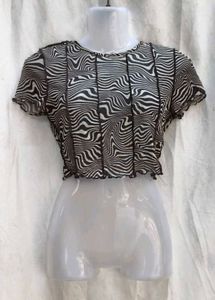 4111. Zebra Print Sheer Crop Top