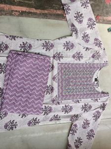 Women Cotton Kurti Pant Dupatta Set ( L )