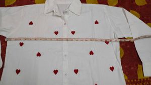 Red Heart Design White Shirt.