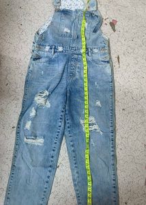 Distressed Denim Overalls