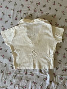 Ribbed Polo Neck Crop Top