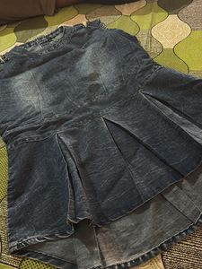 Denim frill top