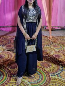 💙🔥 blue shrug with plazzo indo western set