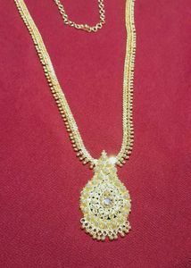 Ornate Gold-Tone Pendant Necklace(long Chain)