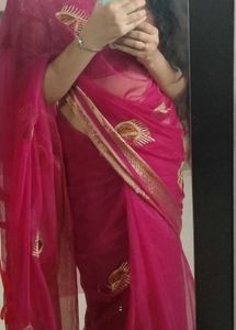 orangza saree with disgner blouse