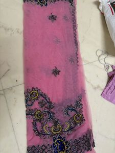 Embroidered Pink Saree