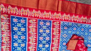 Blue &amp; Red Patola Saree