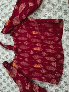 Maroon Printed Blouse
