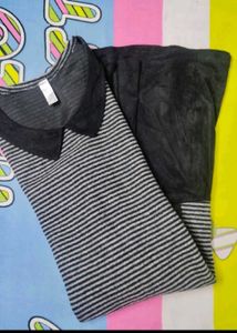 Striped Top with Collar Detail