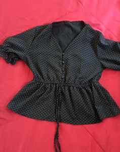 Black Polka Dot Top