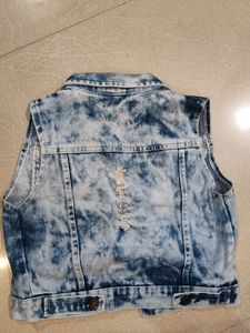 Denim Vest with Lace Detail