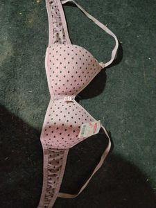 Pink Heart Print Bra