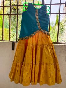 Girls&#39; Blue &amp; Yellow Embellished Dress