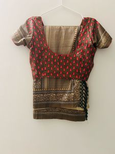 Mehendi Green Kalamkari Tussar Silk Saree