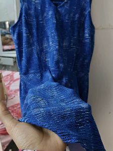 Blue Patterned Fit &amp; Flare Dress