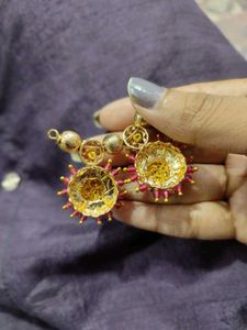 Red Crystal With Pearl Moti Pendant