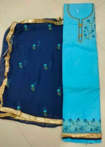 Blue Embroidered Kurta Set material